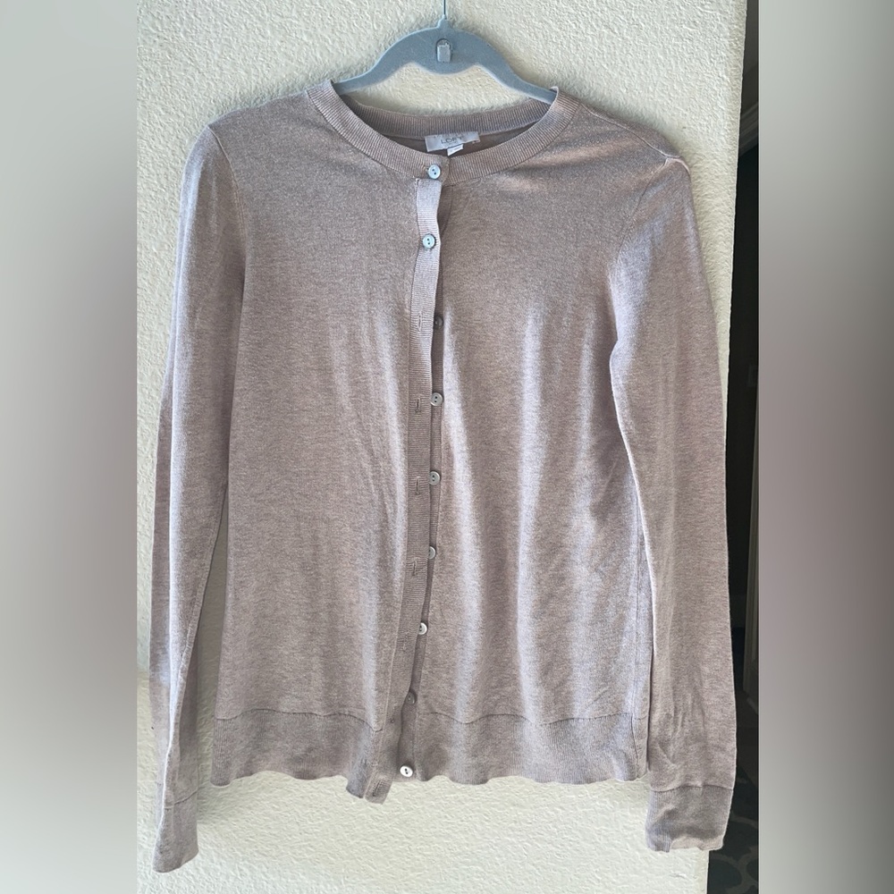LOFT Women's Tan Cardigan 100% Cotton